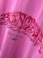 Pink Balenciaga T-shirt with close-up red graphic lettering print