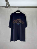 Balenciaga short-sleeve T-shirt, dark navy, front graphic logo print