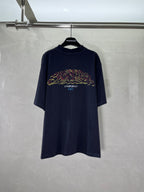 Balenciaga short-sleeve T-shirt, dark navy, centered front graphic print
