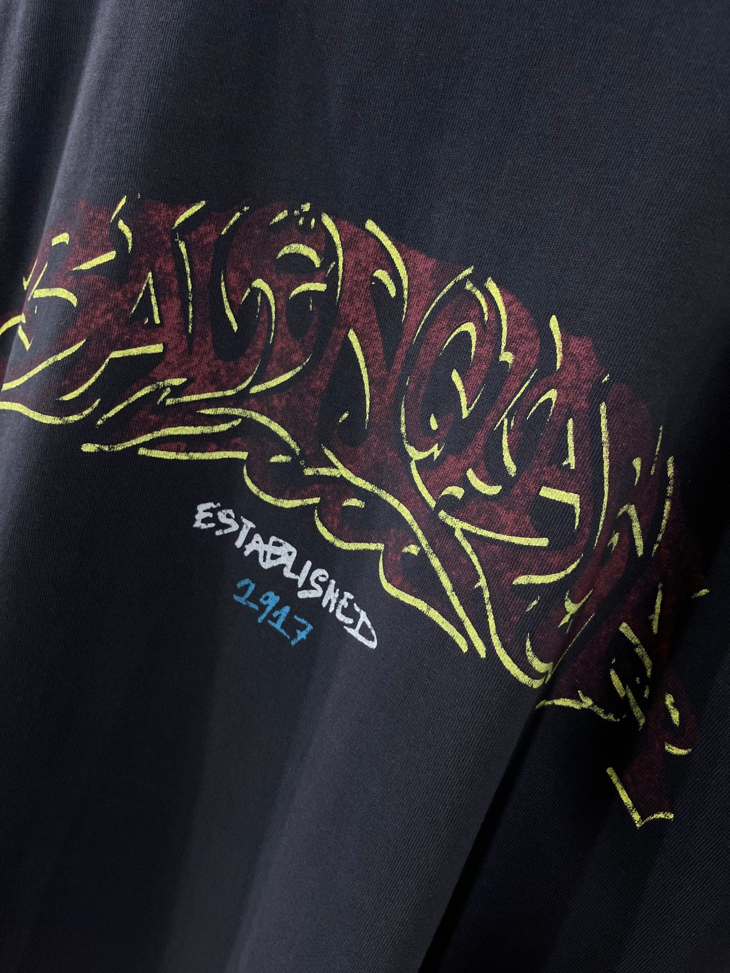 Balenciaga short-sleeve T-shirt graphic with 'ESTABLISHED 2941' text