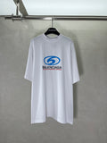 Balenciaga white graphic T-shirt with blue logo print