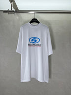 Balenciaga white graphic T-shirt with blue logo print