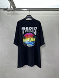 Black Balenciaga T-shirt with PARIS graphic, short sleeves and crew neck