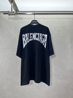 Black Balenciaga T-shirt back with BALENCIAGA text print and short sleeves