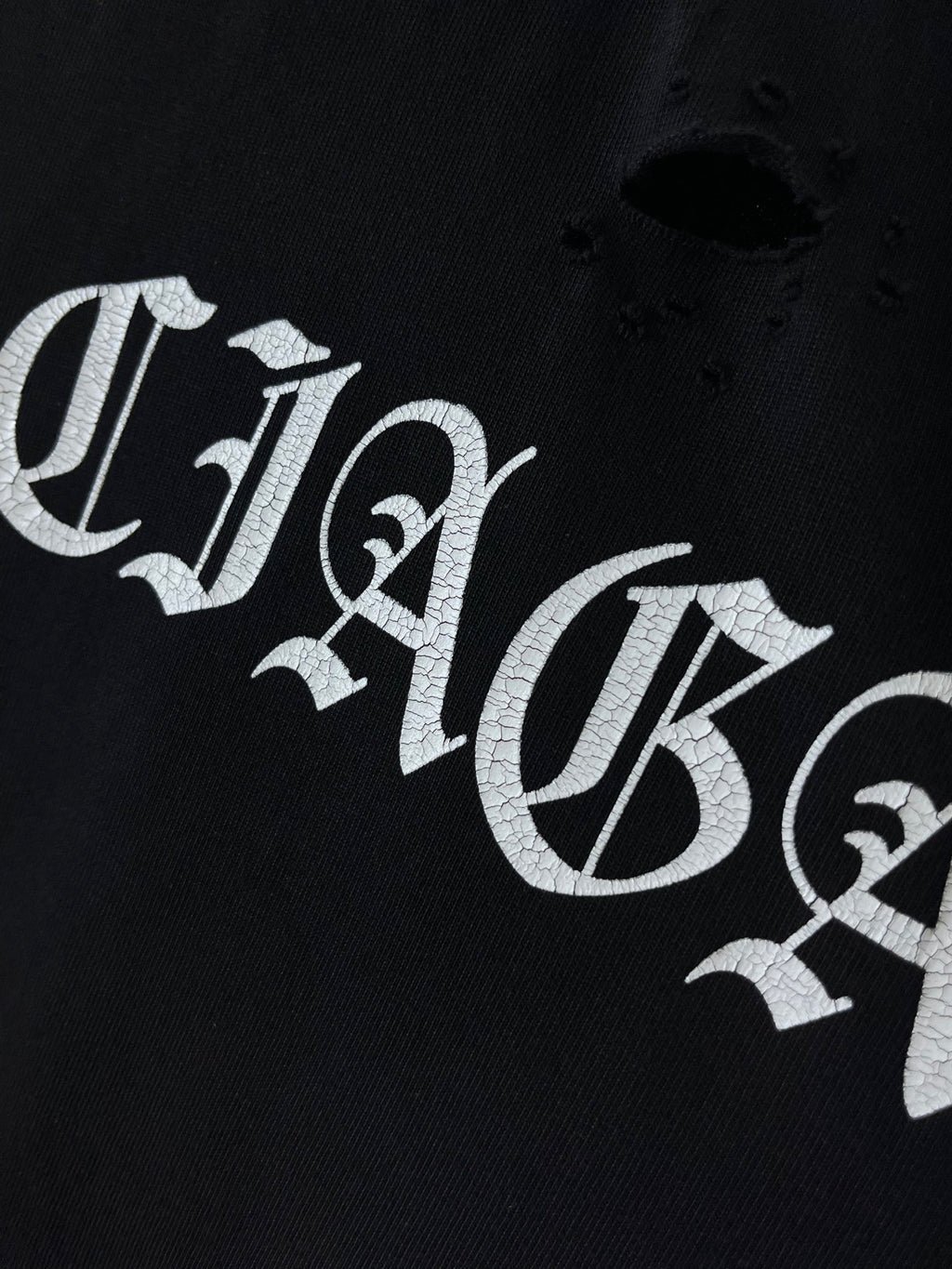 Balenciaga black T-shirt with cracked white BALENCIAGA graphic