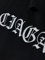 Balenciaga black T-shirt with cracked white BALENCIAGA graphic