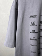 Balenciaga T-shirt side view with logo print and visible hem stitching