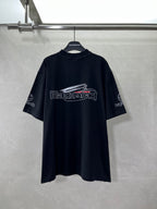 Balenciaga black graphic T-shirt with back logo print, short sleeves