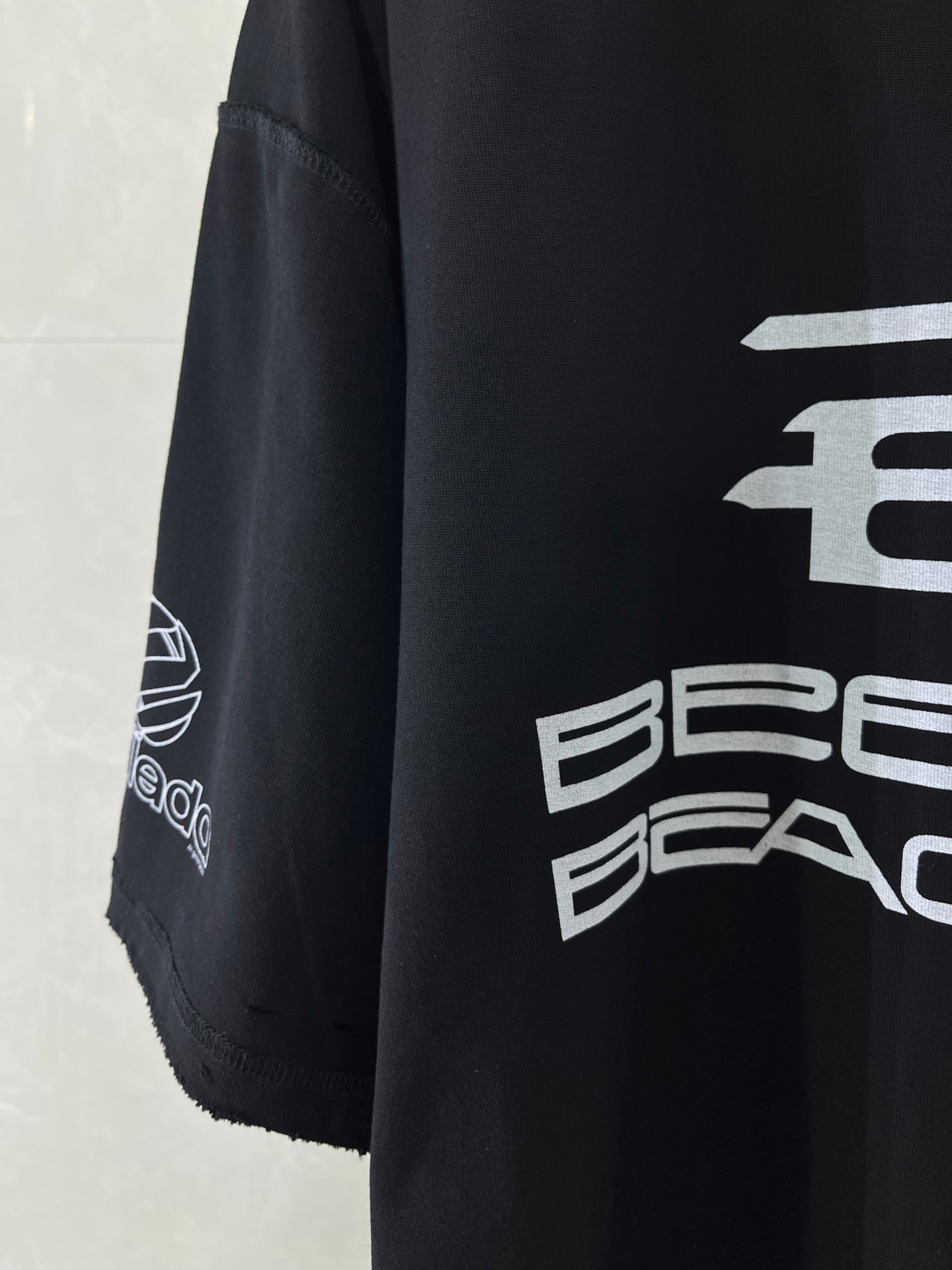 Balenciaga black graphic T-shirt with sleeve logo print on side seam