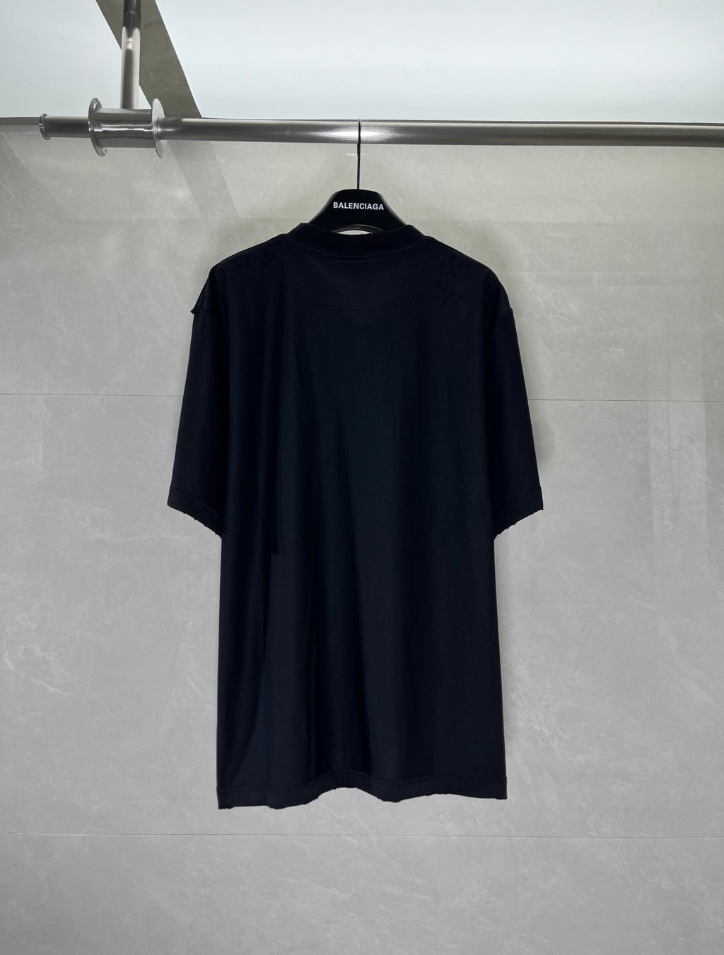 Balenciaga black crewneck T-shirt with short sleeves, plain back
