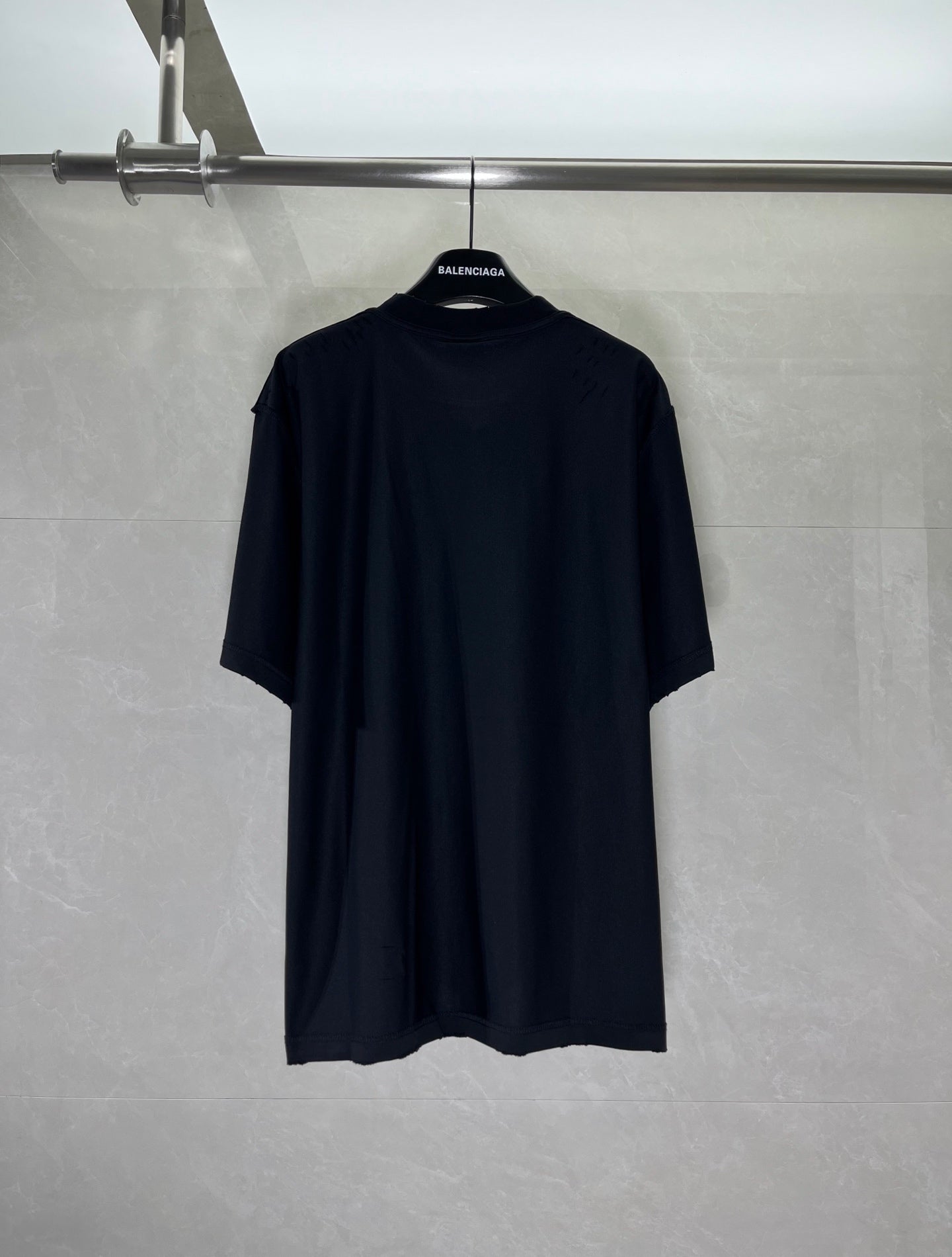 Balenciaga black crewneck T-shirt with short sleeves, plain back