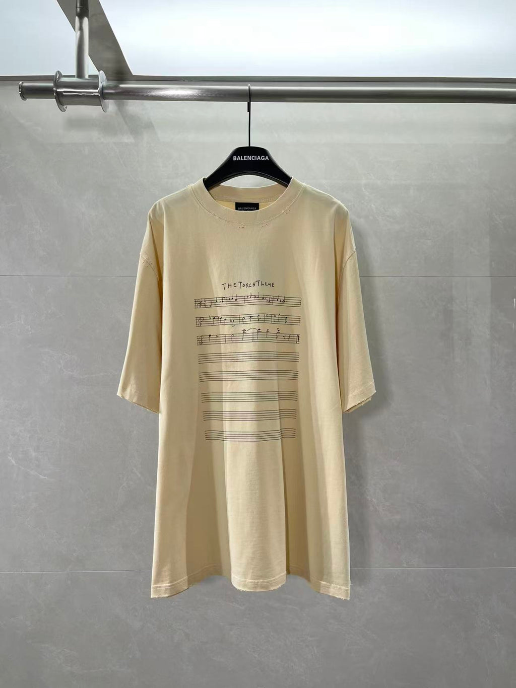 Balenciaga cream graphic T-shirt with front musical print