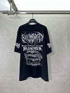 Balenciaga short-sleeve T-shirt, black with large white graphic lettering on back