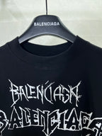 Balenciaga T-shirt neckline and chest graphic, black with white typographic print