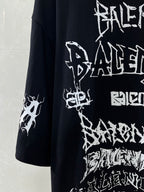 Balenciaga T-shirt sleeve and front graphic, black with white street-style print
