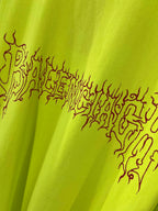 Lime green T-shirt back graphic logo print in dark red