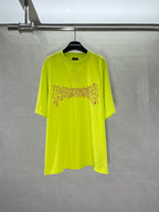 Lime green short-sleeve T-shirt with front graphic logo print