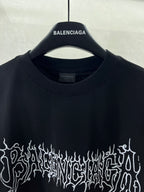 Black short-sleeve shirt, crew neck and small Balenciaga logo