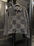 Louis Vuitton denim jacket with monogram and check front, button closure