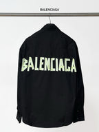 Balenciaga black back button-up shirt with neon green BALENCIAGA graphic