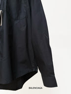 Balenciaga black long-sleeve shirt with side seam and curved hem