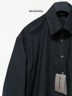 Balenciaga black long-sleeve button-up shirt with point collar and button placket