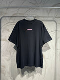 Black short-sleeve T-shirt with Balenciaga logo on chest