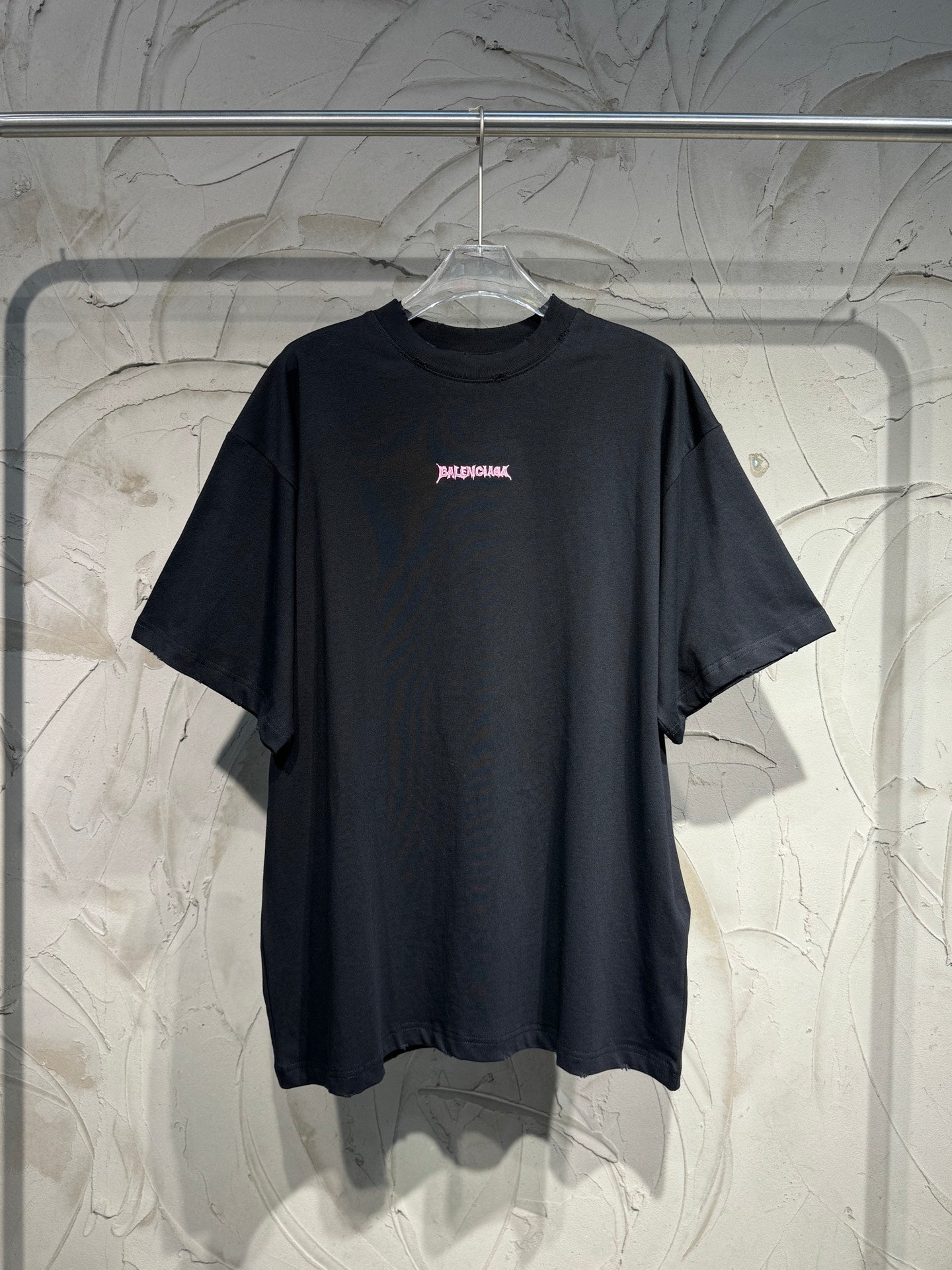 Black short-sleeve T-shirt with Balenciaga logo on chest