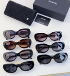 Chanel cat-eye sunglasses assortment with case and assorted dark frames