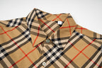 Plaid long-sleeve shirt with pointed collar and two button details