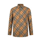 Burberry plaid long-sleeve shirt with button-up front and collar