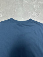 Balenciaga blue T-shirt crew neckline close-up