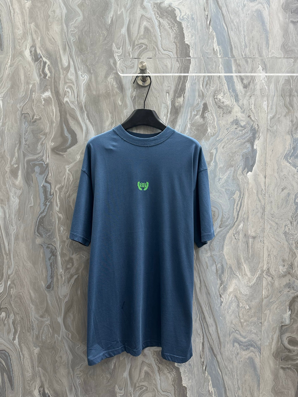 Balenciaga short-sleeve T-shirt, blue, crew neck with small chest logo