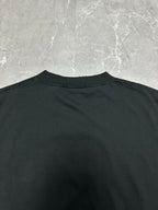 Black short-sleeve T-shirt back neckline with crew collar