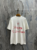 Balenciaga white short-sleeve T-shirt with red heart and “Happy Valentine’s” print