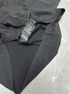 Black T-shirt with V-neck and folded collar label tags