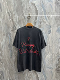 Black short-sleeve T-shirt with red Happy Valentine’s graphic