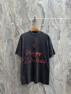 Black short-sleeve T-shirt with red Happy Valentine’s graphic