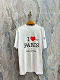 Balenciaga short-sleeve T-shirt, white, crew neck, “I ♥ PARIS” graphic on chest