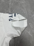 Balenciaga white short-sleeve T-shirt sleeve with PARIS logo and stitched cuff
