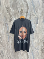 Balenciaga black graphic T-shirt with face photo and MYEHEIH print