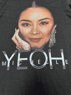 Balenciaga black T-shirt chest graphic with face portrait and MYEHEIH letters