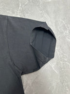 Dark charcoal short-sleeve T-shirt with side seam and folded sleeve detail