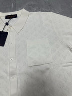 Louis Vuitton short-sleeve button-up shirt, white, chest pocket and button placket