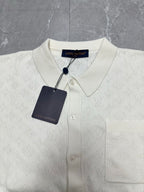 Louis Vuitton short-sleeve button-up shirt, white, buttoned collar and placket