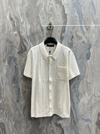 Louis Vuitton short-sleeve button-up shirt, white, chest pocket, front buttons