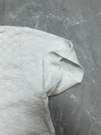 Louis Vuitton white polo shirt shoulder and sleeve seam in textured checker knit