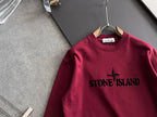 Stone Island crewneck sweatshirt, maroon, front graphic logo on chest