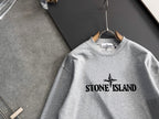 Grey crewneck sweatshirt with Stone Island chest graphic