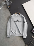 Grey Stone Island sweatshirt with chest logo print and crew neckline